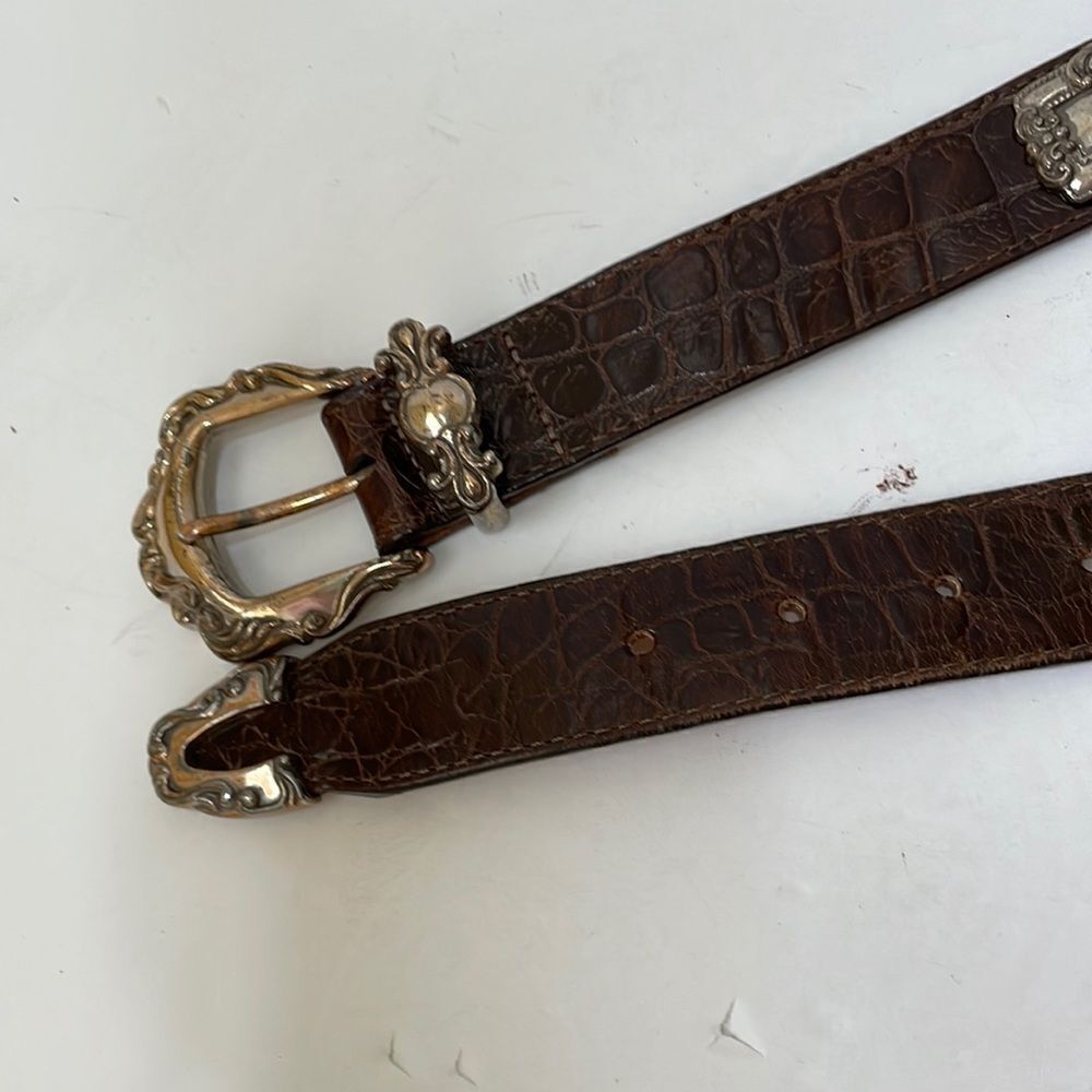 VINTAGE BRIGHTON BELT IN BROWN LEATHER WITH SILVER MEDALLIONS‎ - Picture 4 of 8